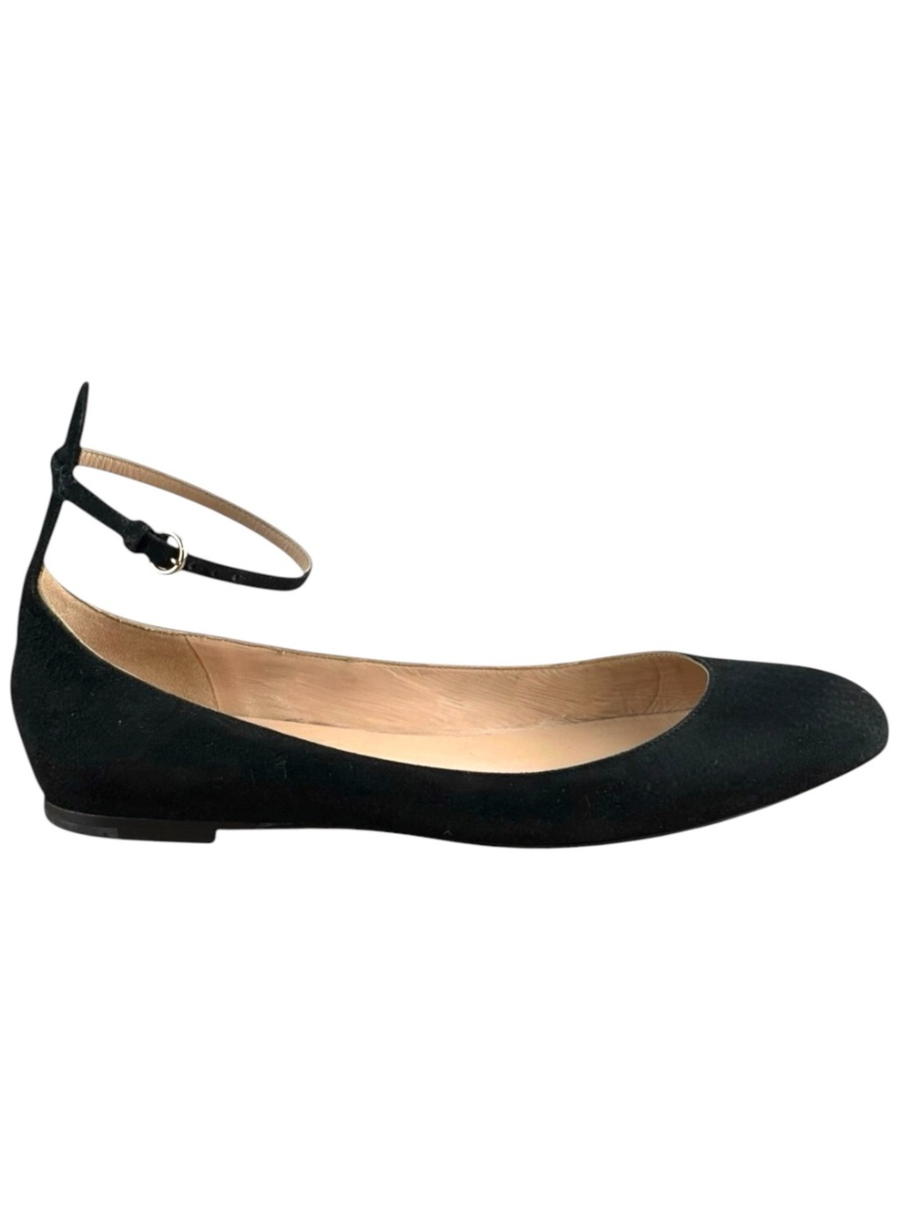 Valentino Garavani black suede Tango ballerina flats.